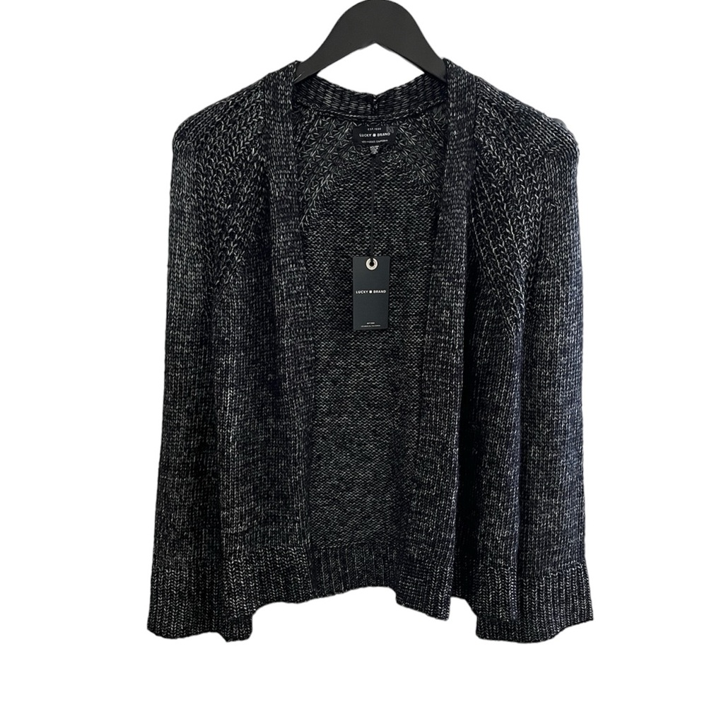 LUCKY open front cardigan sweater knit black size XS NEW!